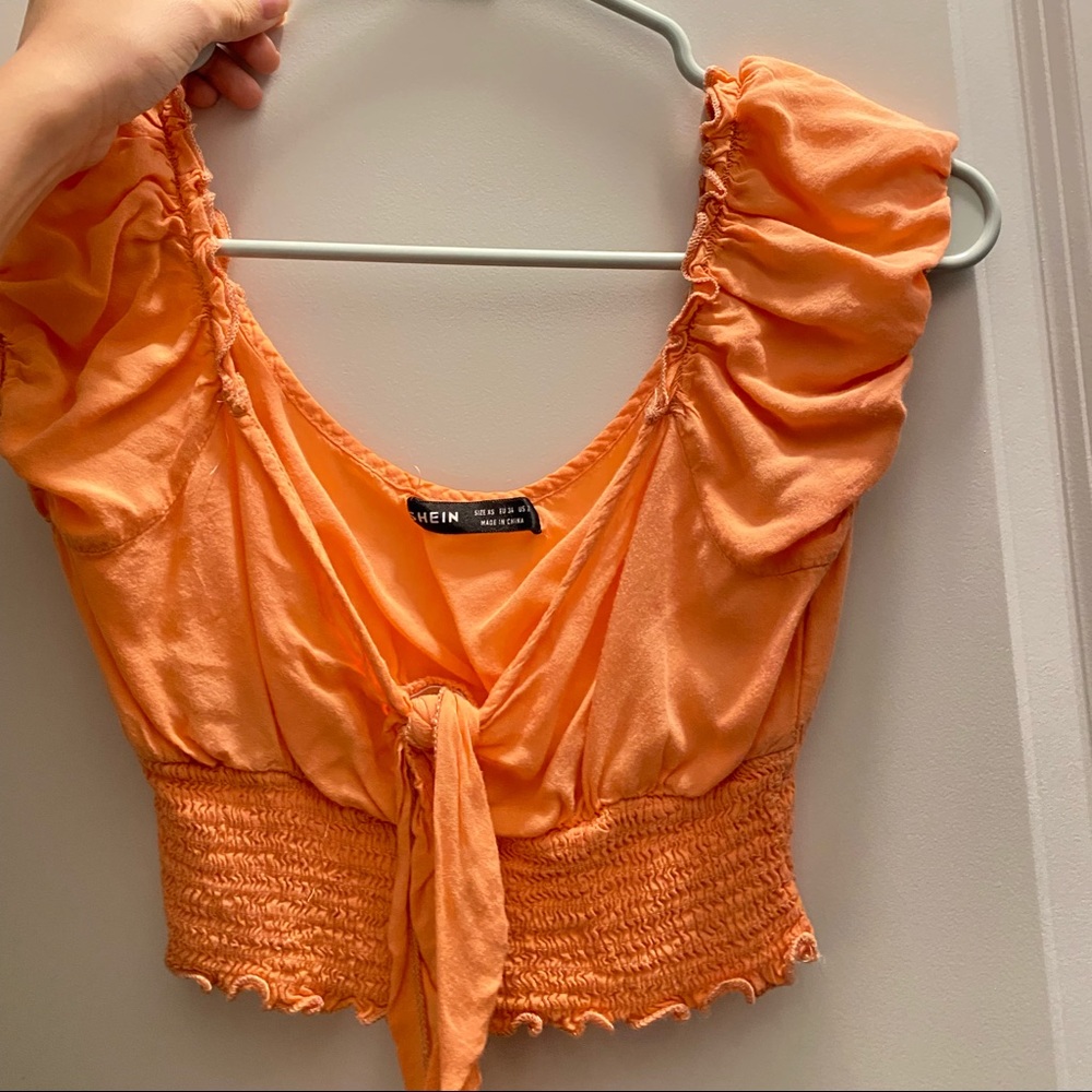 Orange front tie crop top